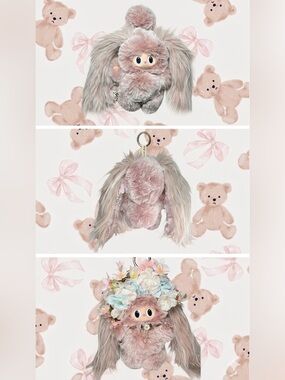 (56)Plush Pink Furry Keychain Charm